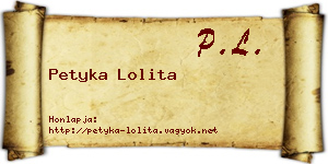 Petyka Lolita névjegykártya